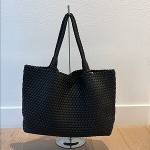 Elegant Black Woven Tote Bag